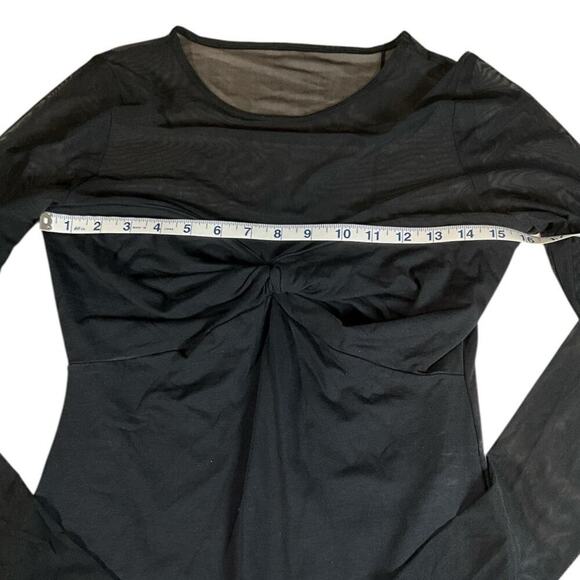Abercrombie &Fitch Black Body Suit Mesh Long Sleeve High Neck Medium Night Out - Picture 11 of 11